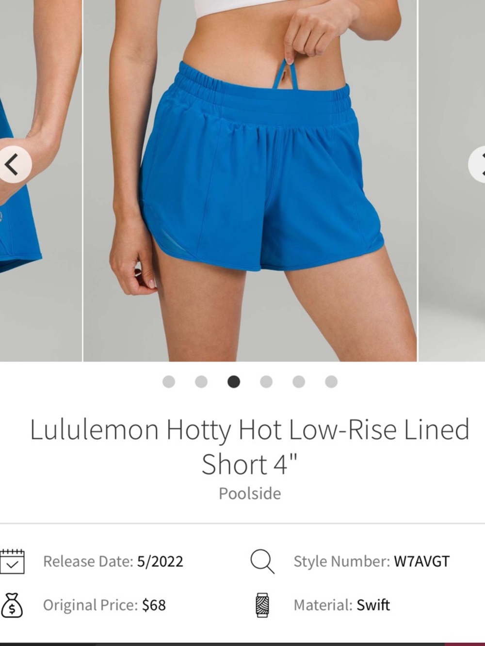 lululemon athletica Hotty Hot Lined Shorts Poolside Blue size 8 lined like new